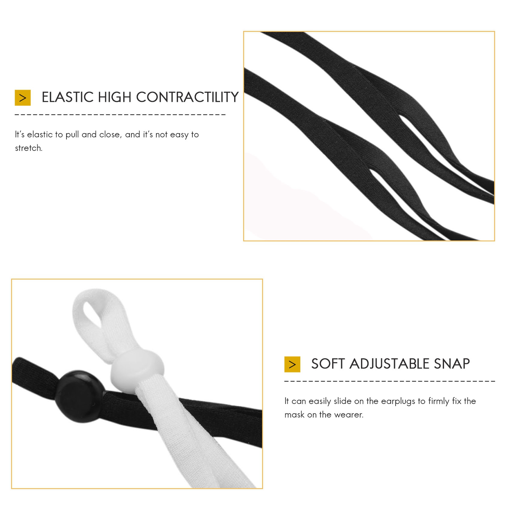Mask Lanyard Adjustable - A27F-2000 Adet Dikiş Elastik Bant Kordon