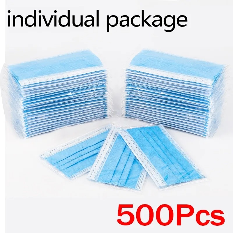 Disposable Mask Blue - 50-500 adet Tek Kullanımlık Yetişkin Bireysel